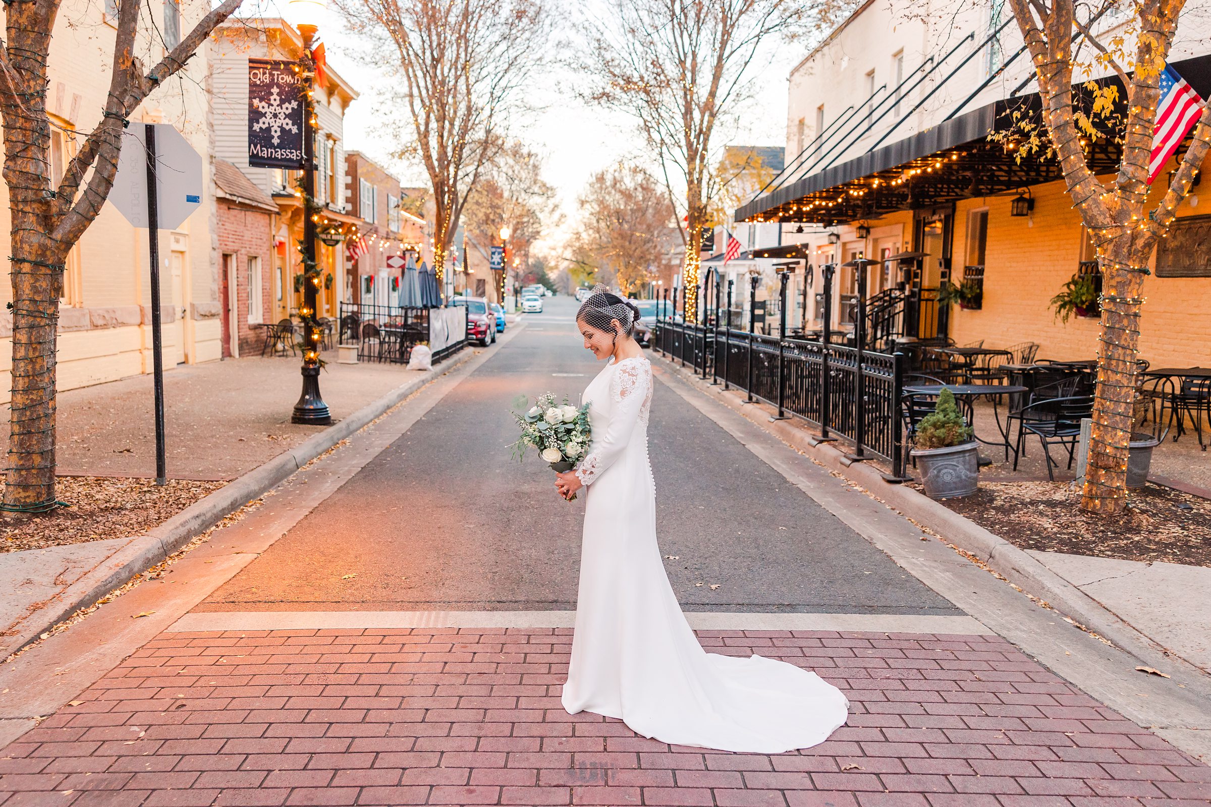 bride in middle of road