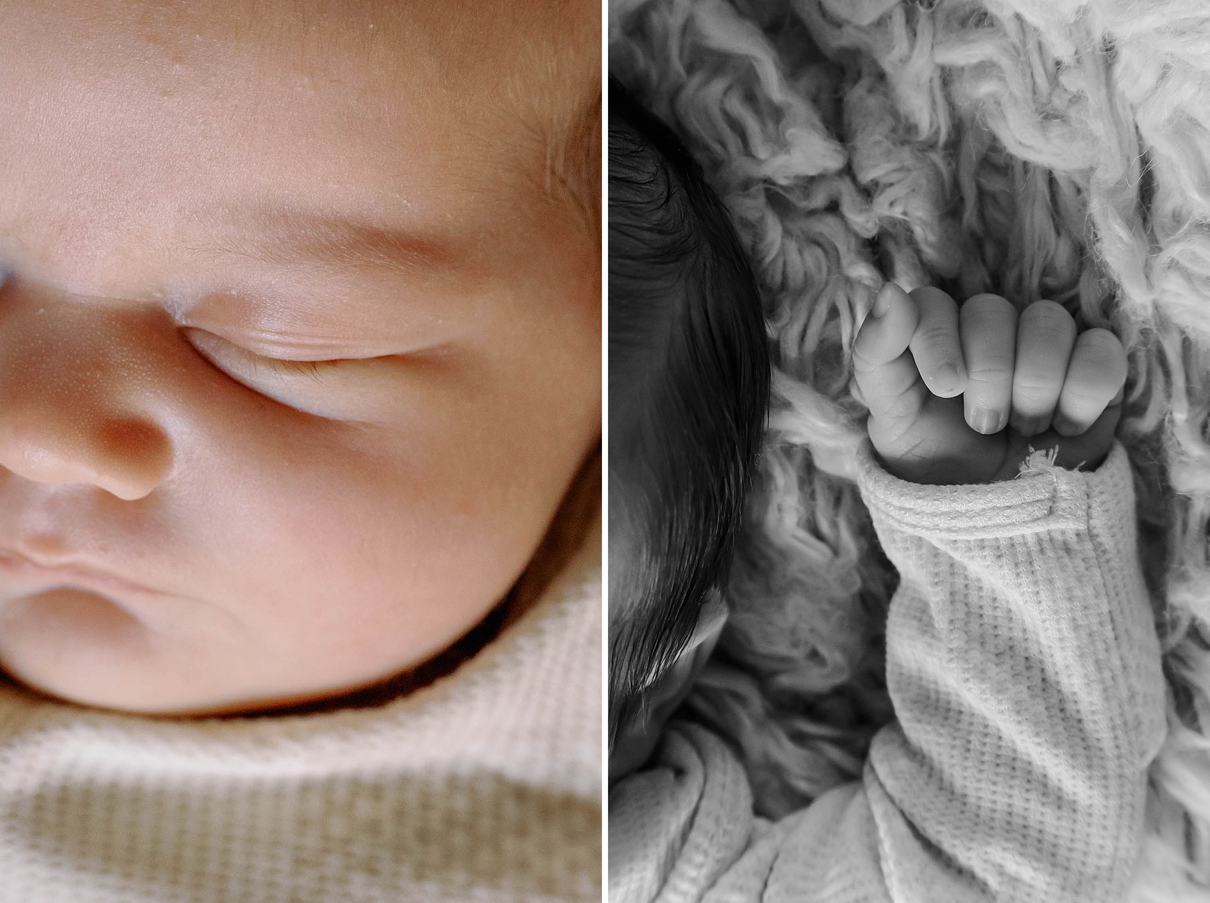 fine art newborn photographer close up detail shot of hand and nose