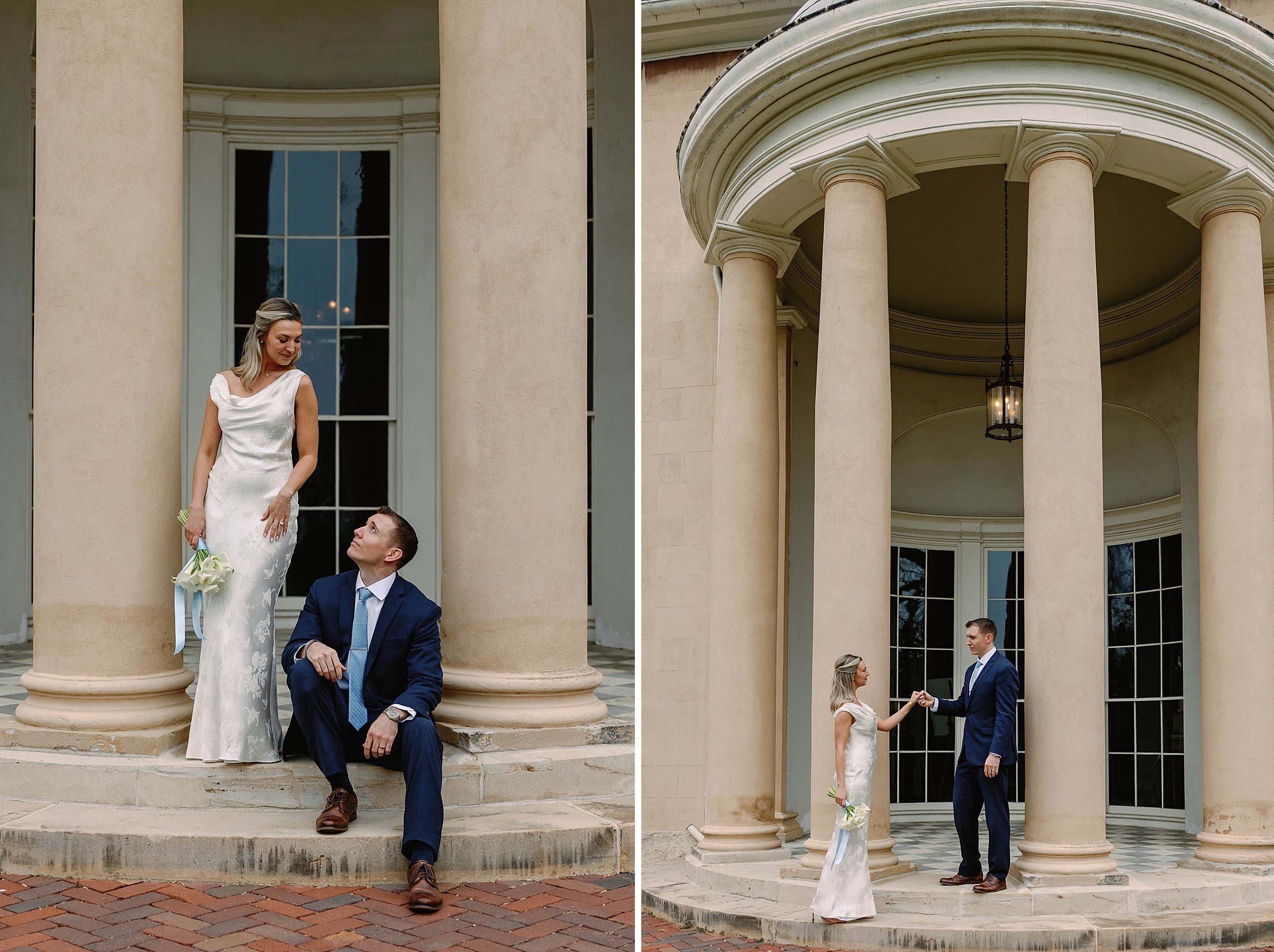 Bride and groom share a quiet moment in the gardens of Tudor Place, captured by DC wedding photographer