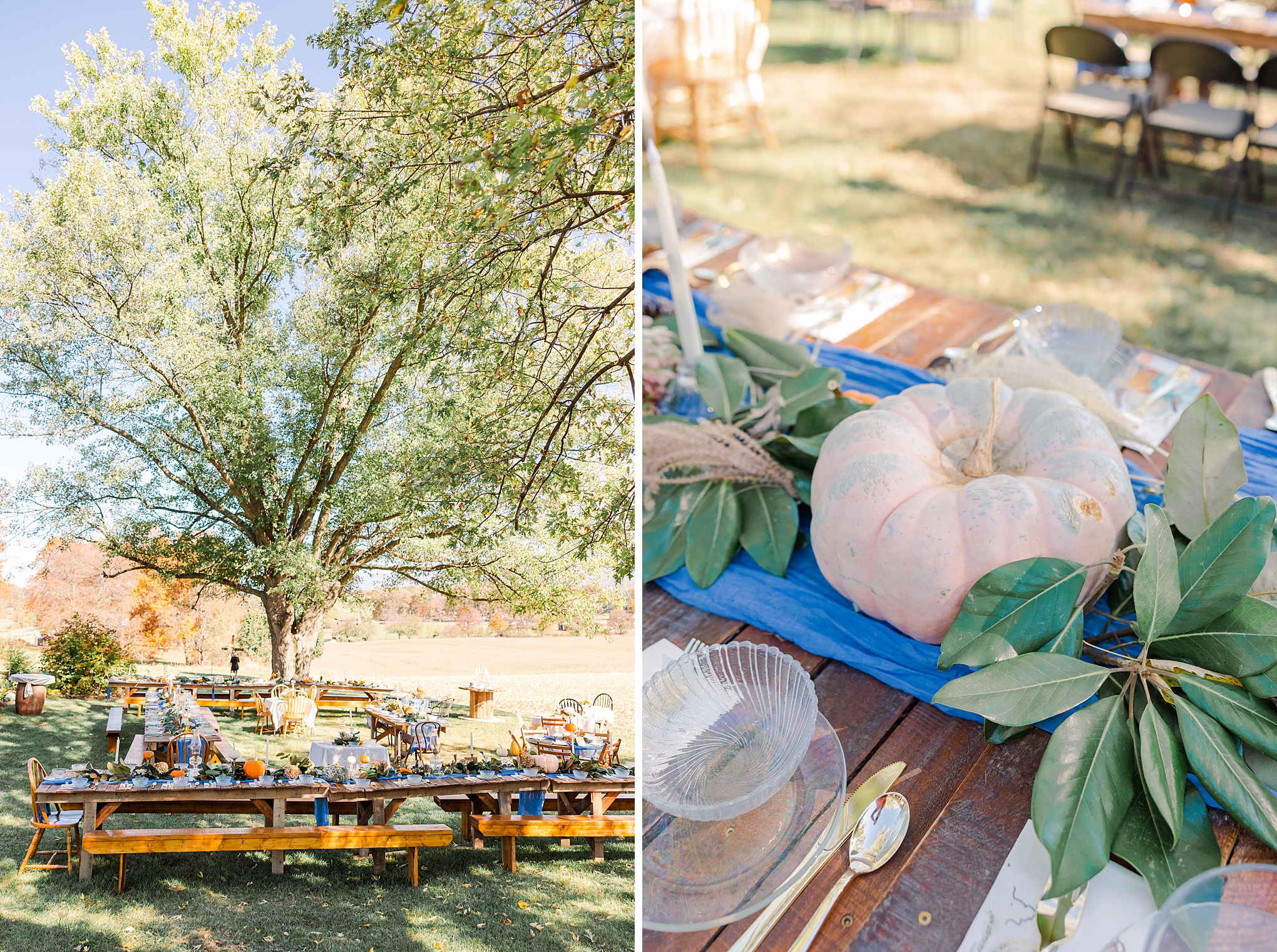 tables at fall wedding