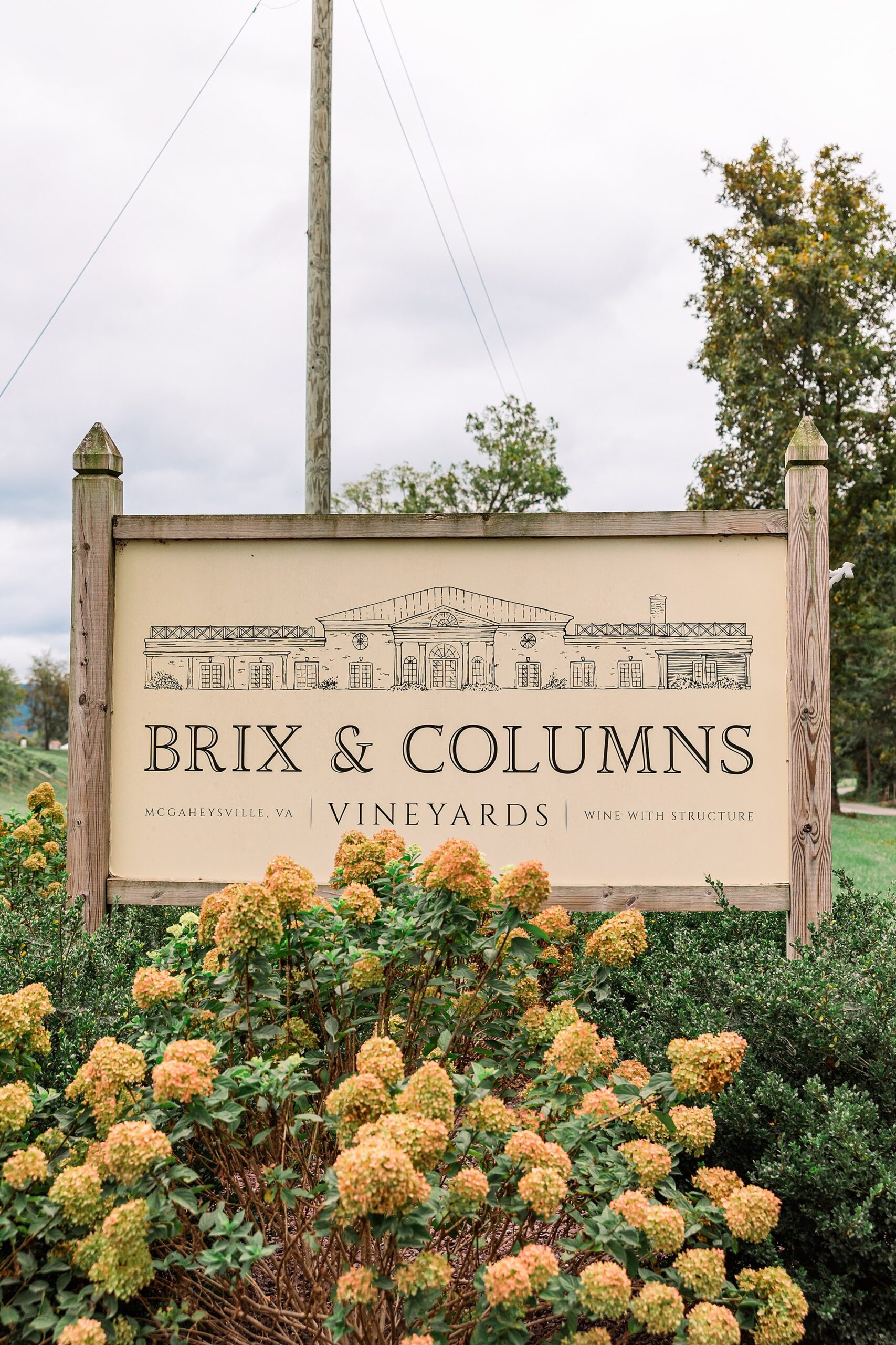Brix and Columns Vineyards sign